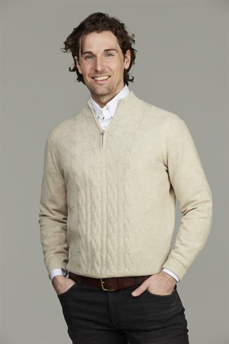 GEELONG HALF ZIP CABLE KNIT